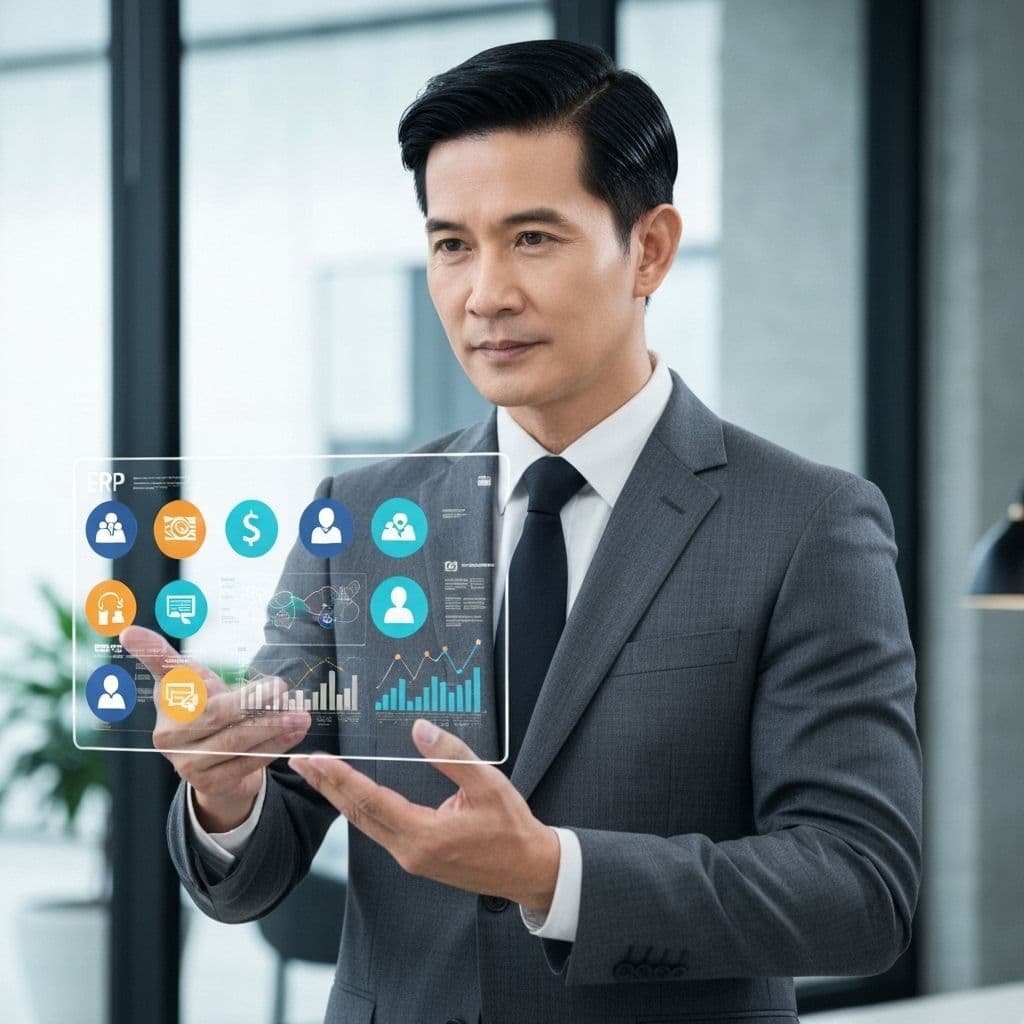 Profesional con holograma ERP