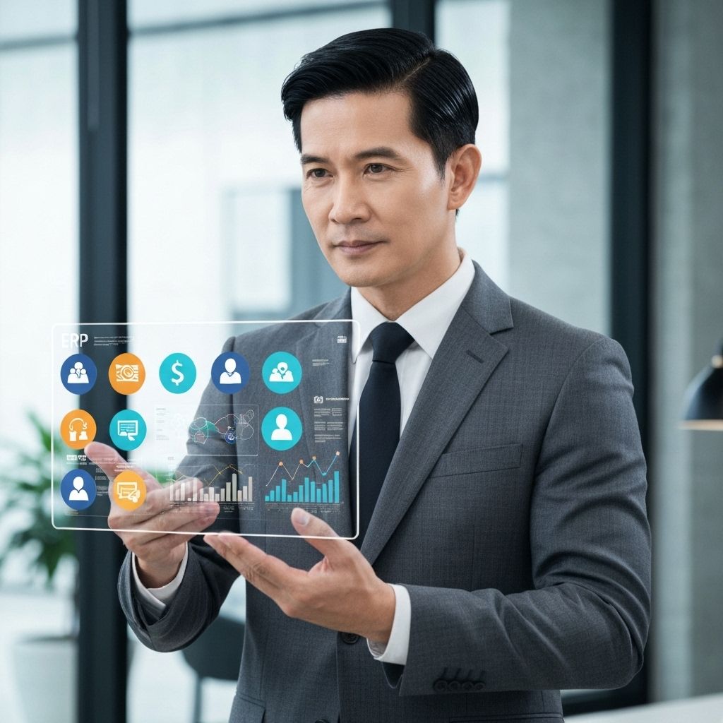 Profesional con holograma ERP